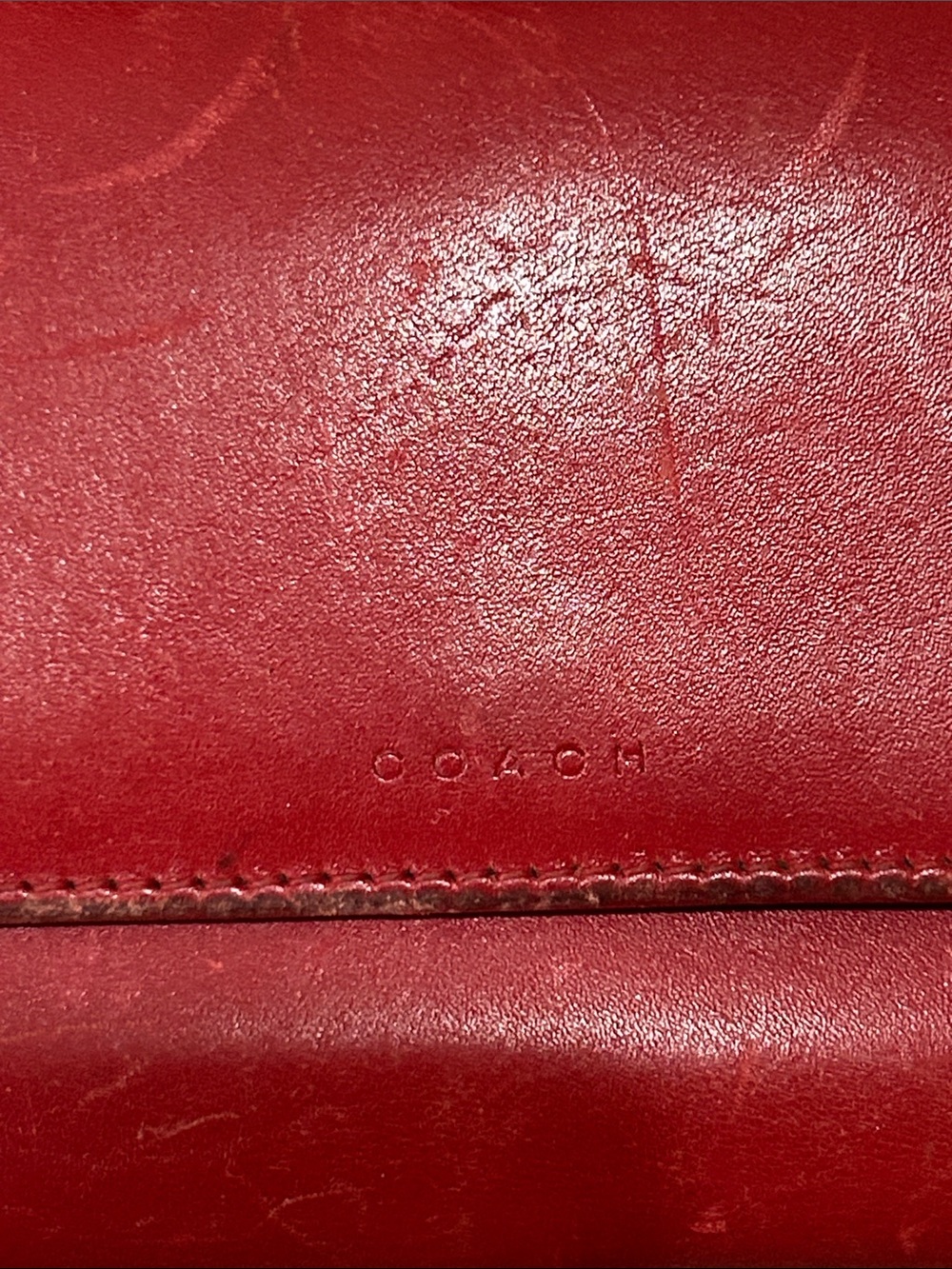 Coach Red Glove Leather Vintage Compact Wallet GUVC - Picture 2 of 15
